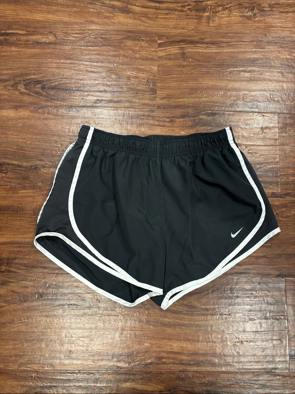 Nike Women's Dark Grey Athletic Shorts with White Trim